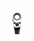 Close-up of 180-degree rotating head on 120 Tooth Ratcheting Wrench Set With Extra Long Flexible Design And Both Ends Spline Plus Gear
