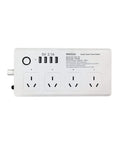 Straight Up Slick Smart Power Strip With Four Independently Switched Outlets And Four Rapid Usb Charging Ports Wifi App Control No Hub Required top view showing multiple outlets and USB ports.