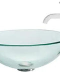 Glass Vessel Sink With Chrome Ramus Faucet, Pop Up Drain, Mounting Ring And Hardware, Durable Tempered Glass Vessel For Modern Bathrooms