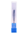 Solid carbide spotting drill in a clear plastic case with blue base