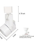 MR16 GU10 Halo Track Lighting Heads 4 Pack ETL Listed White Adjustable Track Heads dimensions and bulb compatibility