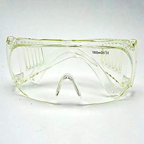 Heavy Duty Co2 Laser Safety Goggles With 10600nm Wavelength And Od5 Plus Optics Featuring Beatup Proof Polycarbonate Lenses And Crisp Clarity For The Daily Grind Crew, clear view with protective features.