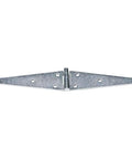 Heavy Duty 10 Inch Zinc Plated Steel Strap Hinges For Outdoor Fences And Gate Hardware With Offset Mounting Screws, top view.