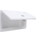 Heavy Duty RV Baggage Door Toolbox With Safety Latch And Drain Bottom Cap Rock Hard Abs Shell, white storage box with latch.