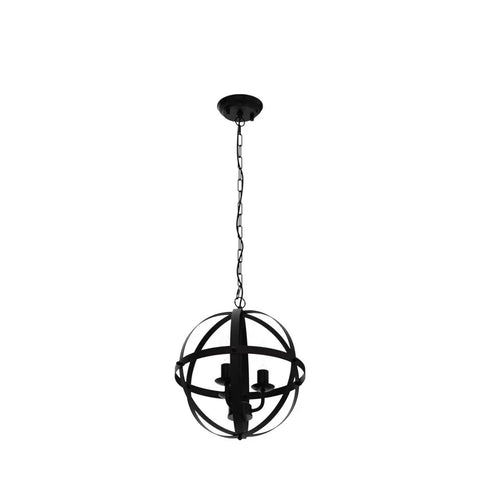 Vintage Pendant Light With Farmhouse Rustic Style Vibe, 3 Light Adjustable Hanging Fixture, industrial spherical black metal shade