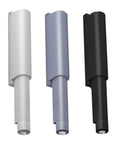 3 Piece Heavy Duty Magnetic Cabinet Latches With Smooth Push Open Damper Buffer Quiet Close Touch To Open Hardware Plug And Play Rock Solid Abs Plastic For Kitchen Drawers in white, grey, and black colors.