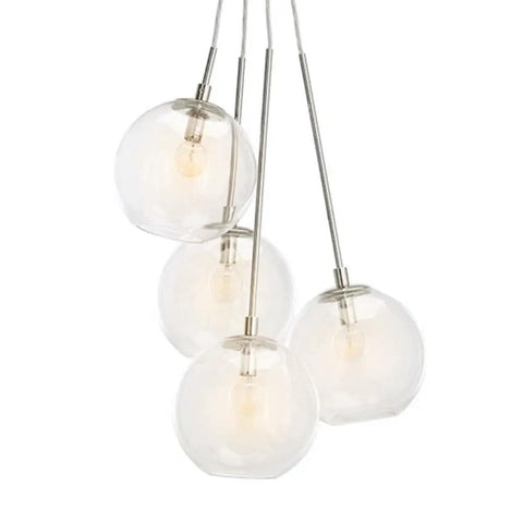 Modern Glass Globe Pendant Light With Four Lights, Ceiling Fixture for Dining Room, Kitchen Island and Restaurant