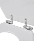 Rock Solid White Soft Close Toilet Seat 2 Pack Molded Wood Slow Closing Lid with chrome quick release hinges.