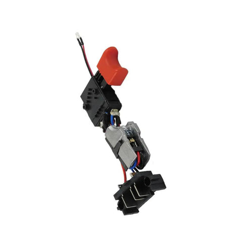Straight Drop In Drill Switch Assembly For Porter Cable PCC620B PCC620LB Trigger Kit No Hassle Top Notch Power Tool Replacement Legit 9057836406 visible from side angle, showing wiring and button.