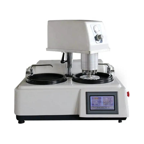 Automatic Metallographic Grinder Polisher Benchtop Machine For Pro Grade Specimen Prep Heavy Duty Lab Equipment with dual platens.