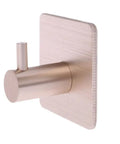 Heavy Duty Aluminum Alloy Wall Hooks With Peel And Stick Adhesive For Zero Drill Hassle, sleek brushed finish wall hook close-up.