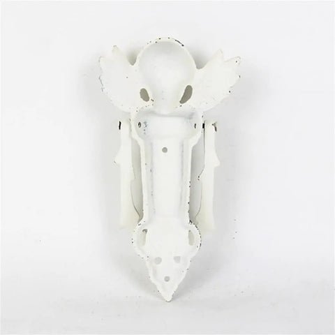 Retro Cast Iron Door Pull Handle In White, Vintage Cabinet Pull With Elegant Ring, Rustic Wall Decor For Home Patio Garden Doors