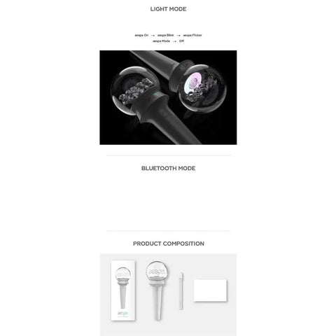 Official AESPA Light Stick For Kpop Fans, Durable LED Concert Baton With 94x94x257 Mm Build, Light Mode Display