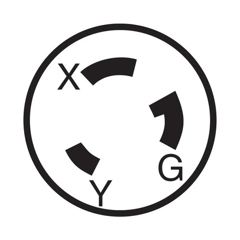 Diagram of Rugged 30 Amp 250 Volt NEMA L6-30P Locking Plug 2 Pole 3 Wire Industrial Grade Grounding Nylon Body White 2621