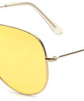 Top Shelf Anti Glare Night Vision Polarized Aviator Sunglasses Decked Out In Sleek Gold Frames And Bright Yellow Lenses side view.