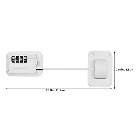 Two Pack Refrigerator Locks With Four Digit Code No Drill Install Child Proof Cabinet And Fridge Lock dimensions shown in image