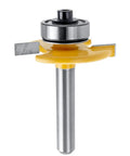 Rugged Pro Grade Quarter Inch Shank Biscuit Joiner Router Bit With Ball Bearing Guide for precise cutting, featuring a steel body.