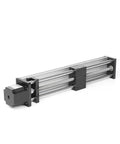 Heavy Duty Ball Screw Linear Stage With Nema 23 Stepper Motor, 300mm Stroke, CNC Linear Guide Rail, Precise 0.03mm Accuracy, 40 to 100mm Per Second Speed, 12mm Ball Screw, 4mm Lead, Handles 30 to 50 kg Horizontal, 15 kg Vertical, aluminum housing, side view