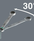 Joker SW 14 SB Ratcheting Combination Wrench With Open End Fastener Hold Depth Stop For Secure Fastening 30-degree angle view