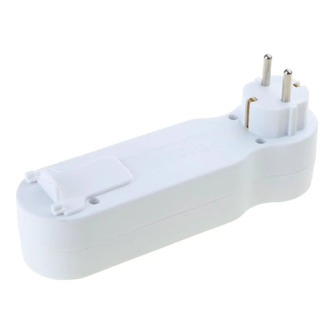 Heavy Duty Eu Standard 3 Way Power Strip Adapter With Two Pin Round Holes Compact White Wall Outlet Converter 250V 16A side view
