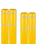 Heavy Duty 4 Pack Bollard Covers 7x52 Inch High Viz Reflective Tape For 6 5 8 Od Posts showing yellow HDPE post covers