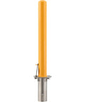 No Sweat Removable Round Security Bollard 36 Inch By 6 Inch Heavy Duty Yellow Steel Post With Flush Mount Base Quick Swing Away Design.