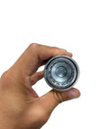 Front view of a hand holding a 3/4 in AG ISO 5675 Pioneer-style hydraulic quick-connect coupler.