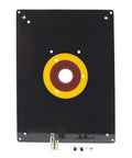 Heavy Duty Phenolic Router Table Insert Plate 9 X 12 Inches Universal Fit With Guide Pin And Snap Rings For Big Horn Rousseau. Front view showing plate and accessories.