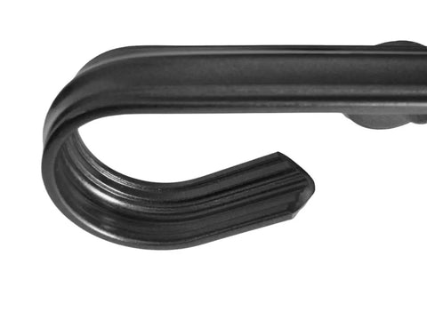 Close-up of 3 Ft Wrought Iron Handrail For Indoor Outdoor Stairs And Decks, Wall Mounted Black Metal Railing, Made In USA, Includes Hardware For Easy Installation Today.
