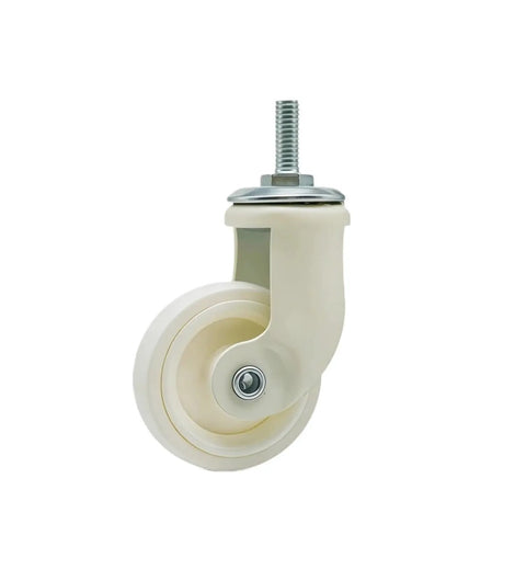 White Universal Furniture Casters Set of Four Screw On M6 Wheels 1.5 Inch 360 Degree Swivel for No Sweat Easy Rolling Smooth Glide Quick Install
