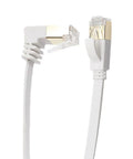 Flat Cat6 Ethernet Cable 90 Degree Up Or Down Angle RJ45 Patch Cord 10ft FTP Gigabit LAN Cable for router modem printer desktop white