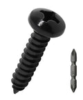 Fifty Pack Number Twelve Size Three Quarter Inch Black Coated 304 Stainless Steel Phillips Pan Head Sheet Metal Screws with Magnetic Bit
