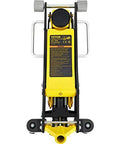 VEVOR 3-ton low-profile racing floor jack, aluminum and steel construction, yellow and black, dual-piston quick-lift.