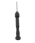 Hand Drill Bit Set Kit With 57 Pieces, black pin vise shown with single drill bit.