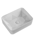 USZWBY Bathroom Vessel Sink Bathroom Vessel Sink, Geometry Artistic White Ceramic Sink Bowl, Rectangular Countertop Vanity Vessel Sink, Above Counter Basin, top view of geometric white ceramic sink