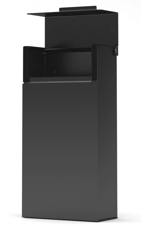 Modern Wall Mount Mailbox In Black Powder Coated Aluminum No Fuss Rust Proof And Ultra Durable with open lid view