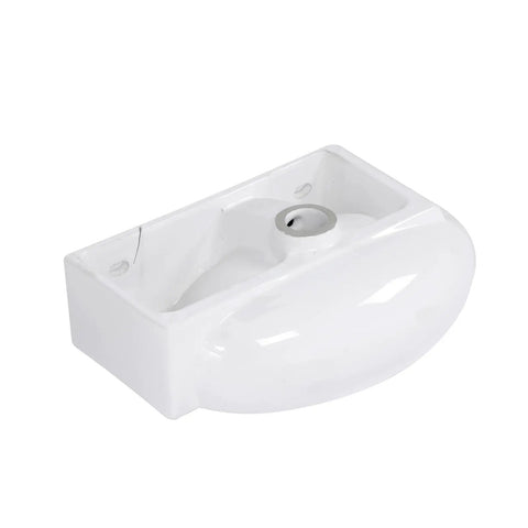 Rectangular Vessel Sink 19x15 White Ceramic Above-Counter Vanity Basin with high-gloss finish, ideal for modern bathrooms.