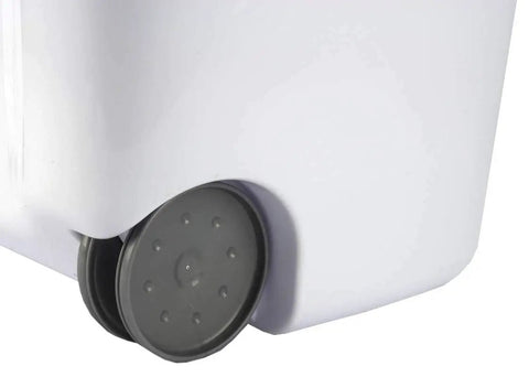 Heavy Duty Wheeled Laundry Hamper With Secure Lid And Smooth Rolling Wheels For No Sweat Hauling Of Dirty Clothes And Towels, Solid White Plastic Build