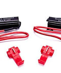 LED resistor kit pair by Diode Dynamics; black rectangular modules with red connectors, front view.