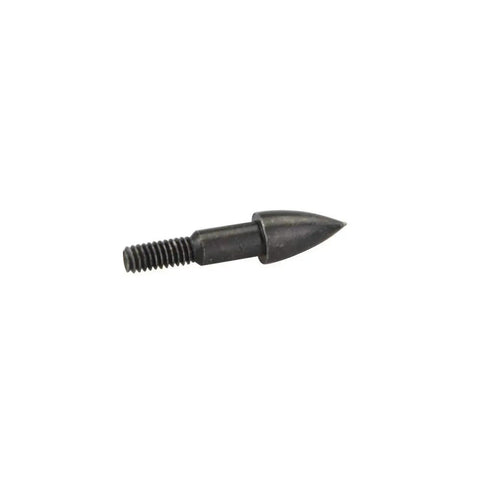 Black steel arrow tip from 24 Pcs Archery Field Points 75 Grain Screw In Arrow Tips For Target Practice And Hunting Pro Grade.