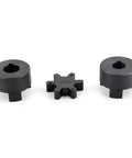 3/4 in L-jaw coupling set with Buna-N NBR rubber spider; includes two round hubs and a cross spider