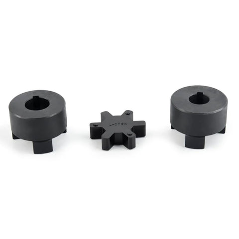 3/4 in L-jaw coupling set with Buna-N NBR rubber spider; includes two round hubs and a cross spider