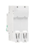 Hard Core Din Rail 2 Pole Main Switch Disconnector Isolator Circuit Breaker 400VAC Double Pole GYH8 Series side view of disconnect switch