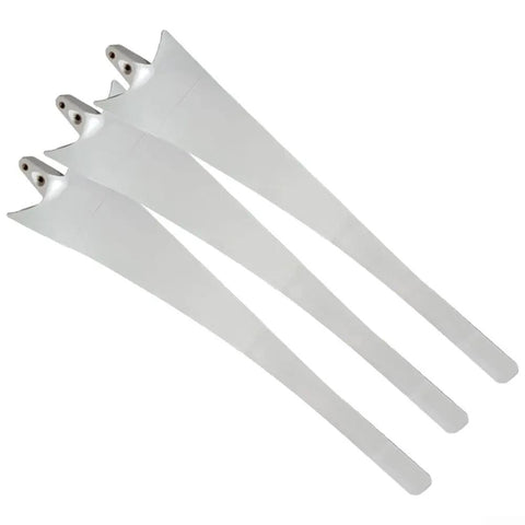 Three 580mm Wind Turbine Blade Accessory Kit FRP White High Strength Carbon Fiber Nylon Lightweight Replacement blades on white background