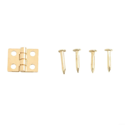 Vintage Brass Cabinet Hinges Set 50 Pieces Small 8x10mm Hinges with Mounting Nails, Tarnish Resistant, for DIY Furniture