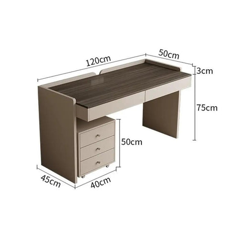 Large Modern Office Desk With Two Storage Drawers And Rolling Side Cabinet Solid Wood Study Table Hella Spacious Design For Home Office Bedrooms Killer Workspace Built To Last, dimensions shown.