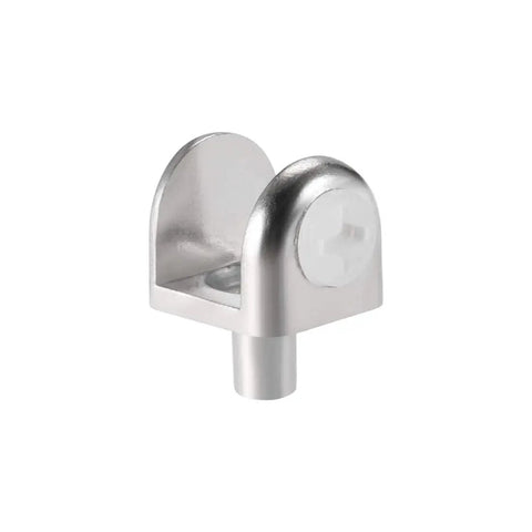 Ultra Heavy Duty Zinc Alloy Glass Shelf Brackets 10 Pack Rock Solid Peg Clamps, shiny finish, supports 5-8mm glass panels.