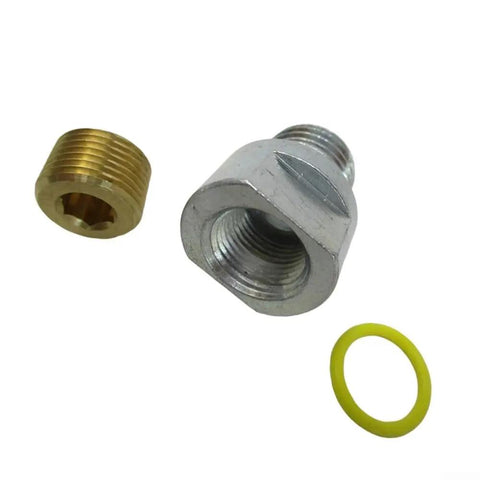 Premium Oil Drain Adaptor With Integrated O Ring Fits Kawasaki FH721V FR651V FX850V Engines Direct Swap For Easy Install And Secure Seal silver metal and brass oil drain adaptor with O ring