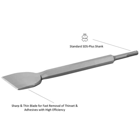 4 Inch Wide Tile And Thinset Scaling Chisel With SDS Plus Shank 11 Inch Long Thinset Scraper For Walls And Floors