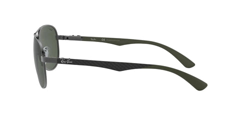Side view of Carbon Fiber Frame Polarized Aviator Sunglasses For Men Dope Lightweight Durability With Gunmetal Finish And Dark Green Lenses.
